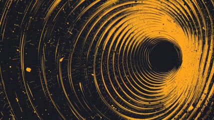 A modern abstract pattern featuring a trust symbol and black hole in dark charcoal and bright yellow. Minimal, raw style with emphasis on negative space. - obrazy, fototapety, plakaty
