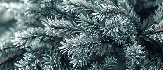 Silver Luster: Delicate silver particles cascade over fir leaves, imbuing them with a celestial glow.