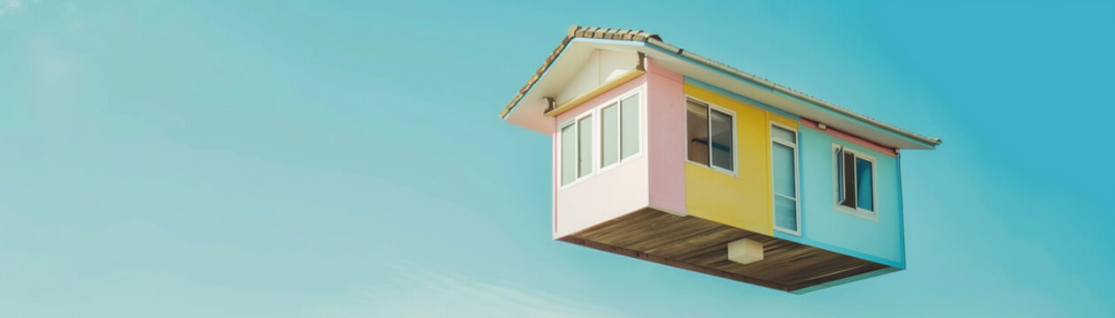 A house is floating in the air