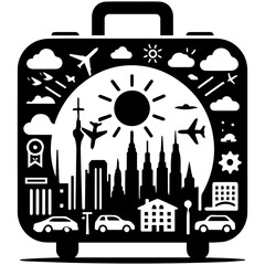 Obraz premium Elegant Black Suitcase Icon for Travel Lovers