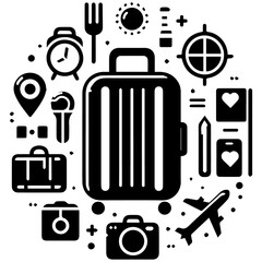 Elegant Black Suitcase Icon for Travel Lovers