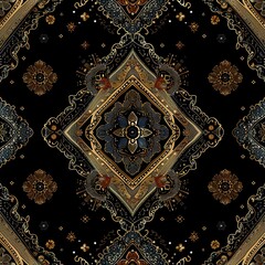 Elegant ethnic Oriental seamless background, showcasing sophisticated patterns for premium clothing lines, with a touch of classical embroidery