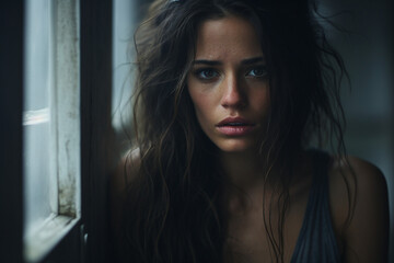 AI generated picture of young teen girl dealing with depression sadness and feeling alone