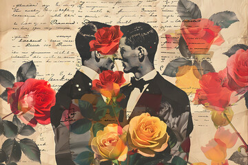 vintage collage of a gay men couple - 779726151