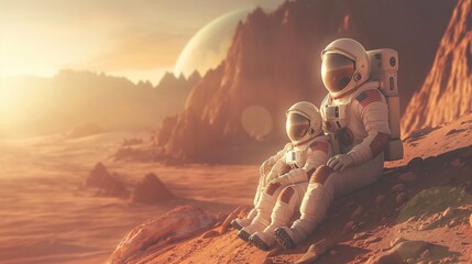 A family of astronauts conquer Mars. The concept of colonization of Mars