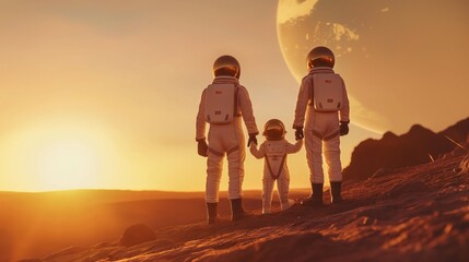 A family of astronauts conquer Mars. The concept of colonization of Mars