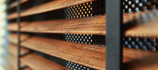 wooden blinds on the window