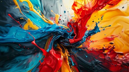 Emotionally charged abstract composition, with bold splashes of color and high contrasts, reflecting passion and drama, for impactful posters Hyper realistic - obrazy, fototapety, plakaty