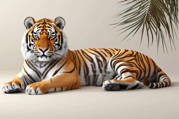 Fototapeta premium tiger in flat vector style for poster wall art décor