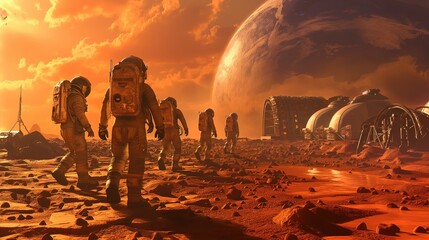 Astronauts conquer Mars. The concept of colonization of Mars