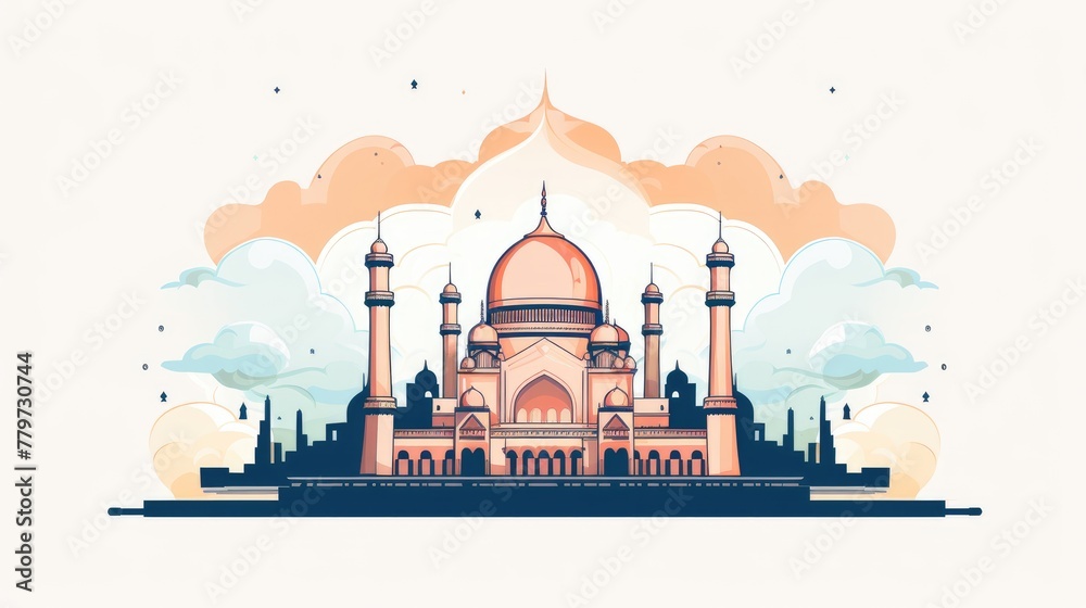 Wall mural taj mahal vector illustration