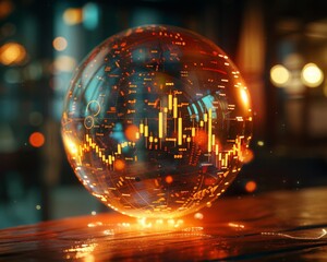 Futuristic Stock Market Analysis Crystal Sphere