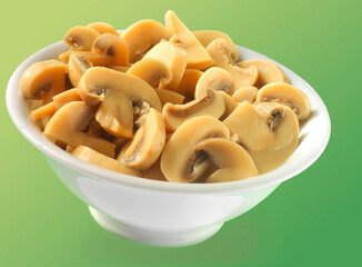 Champignons geschnitten, dritte Wahl, Pilze, Gemüse, Beilage, weisse schüssel,