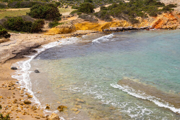 Limnionas beach with lovely calm lagoon and small beach to relax. Kos island, Dodecanese, Greece