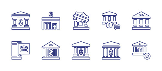 Fototapeta na wymiar Banking line icon set. Editable stroke. Vector illustration. Containing bank transfer, banking, bank, underbanked, mobile banking.