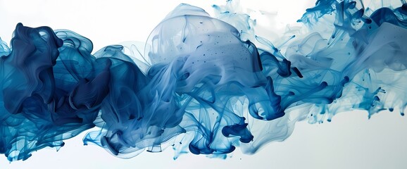 Intriguing ink composition forming an elegant and unique liquid blue abstraction.