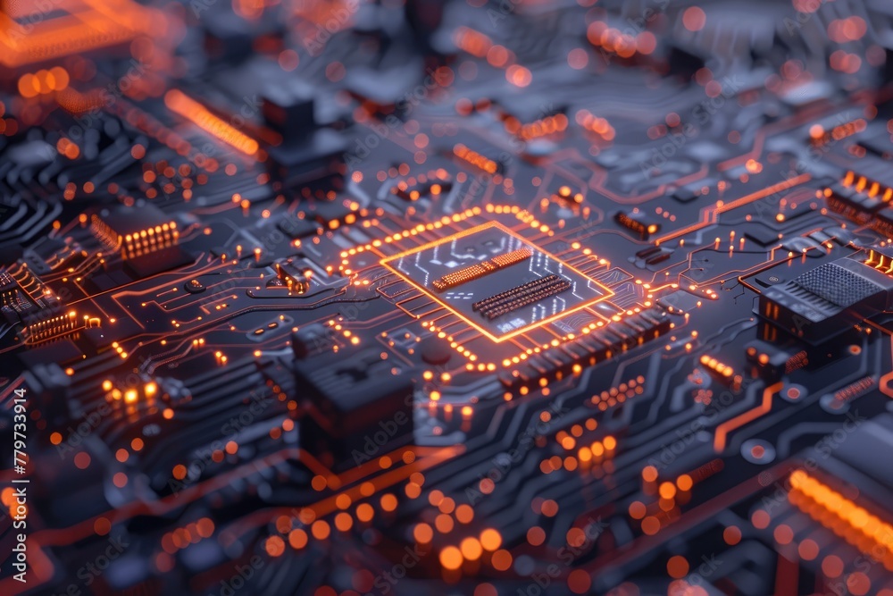 Leinwandbilder complex circuit board, illustrating the integration of artificial intelligence technology with elect
