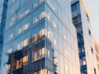 Morning rays softly illuminate glass exterior - Ai generated