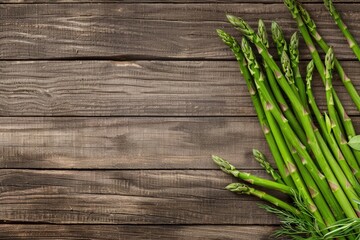 Fresh asparagus on wooden background