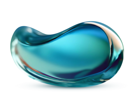 Abstract liquid glass shape with colorful reflections. Ribbon of curved water with glossy color wavy fluid motion. Chromatic dispersion flying and thin film spectral effect.