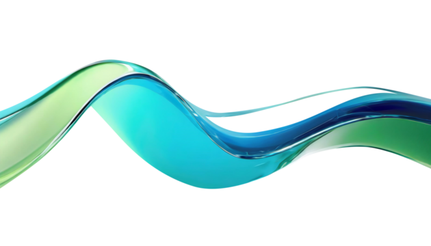 Abstract liquid glass shape with colorful reflections. Ribbon of curved water with glossy color wavy fluid motion. Chromatic dispersion flying and thin film spectral effect.