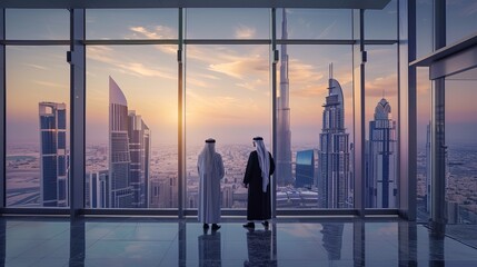 Fototapeta na wymiar Employment in Saudi Arabia, Modern, international, Urban skyline and modern architecture, teamwork