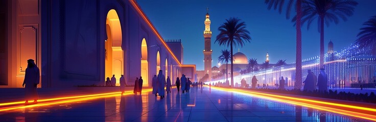 Fototapeta na wymiar neon line project, saudi Arabia 