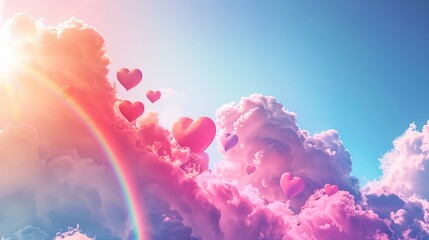 Ethereal Rainbows Clouds and Hearts Surreal Celestial Romance