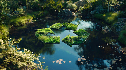 recycle symbol grass in the pond , generative ai