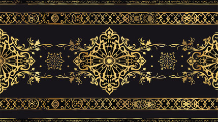 Seamless gold on black lace pattern. Contemporary grap