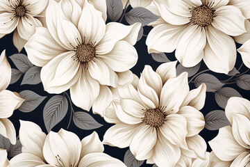 Generative Ai of elegant white flower pattern. 