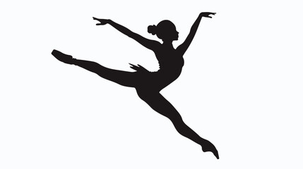 Fototapeta na wymiar Silhouette of a female ballet dancer in action pose. f