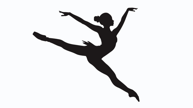 Silhouette of a female ballet dancer in action pose. f