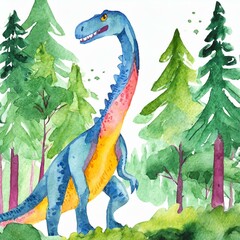 Namalowany kolorowy dinozaur ilustracja - obrazy, fototapety, plakaty