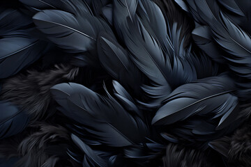 Generative Ai of black feathers closeup - 779737176