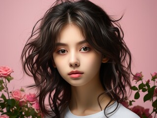 Fototapeta premium Woman With Long Hair in Shirt