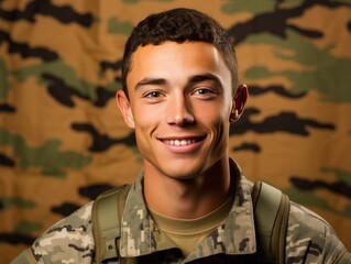 Smiling Military Man in Uniform