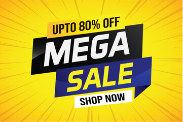 Mega sale word concept vector illustration and 3d style, landing page, template, ui, web, mobile app, poster, banner, flyer, background, gift card, coupon, label, wallpaper

