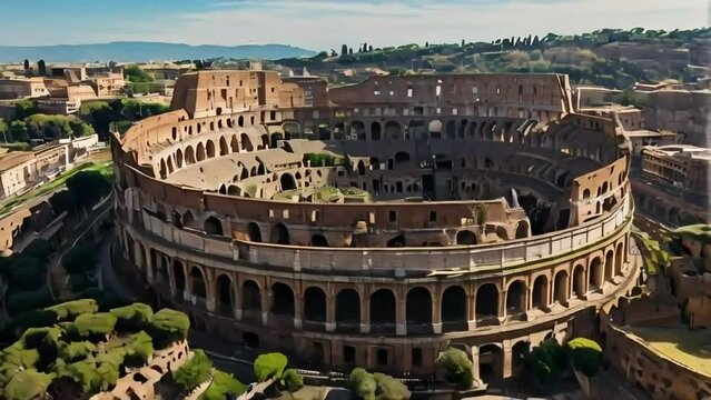 The Colosseum is a large, ancient Roman amphitheater
