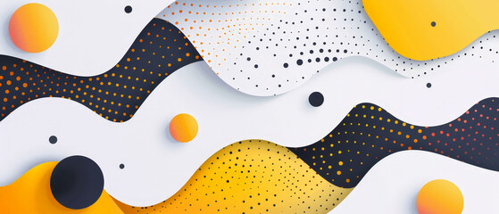 A colorful abstract background with black and yellow circles