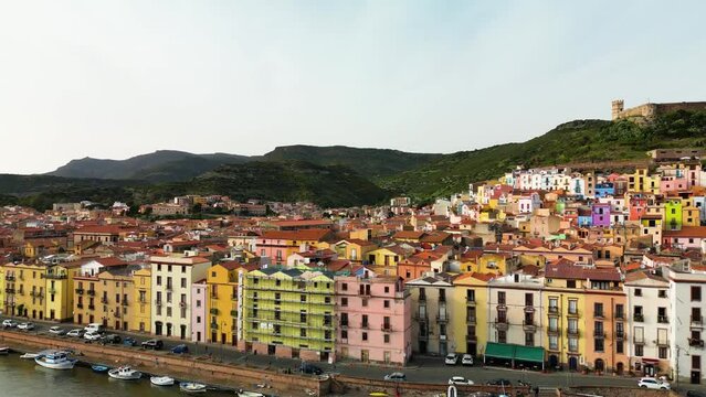 Picturesque historic town Bosa in Sardinia.