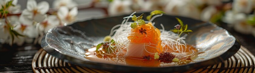 Delicately arranged dish with a ponzu enhancement
