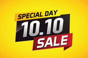 10.10 Special day sale word concept vector illustration with ribbon and 3d style for use landing page, template, ui, web, mobile app, poster, banner, flyer, background, gift card, coupon

