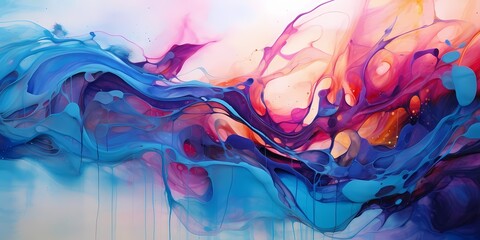 Glittering trails of light illuminate the canvas, enhancing the vibrant colors of this mesmerizing marble ink abstract symphony.