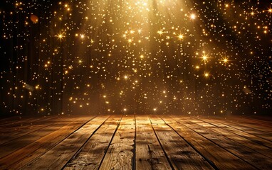 Stage shaped golden particle background - obrazy, fototapety, plakaty