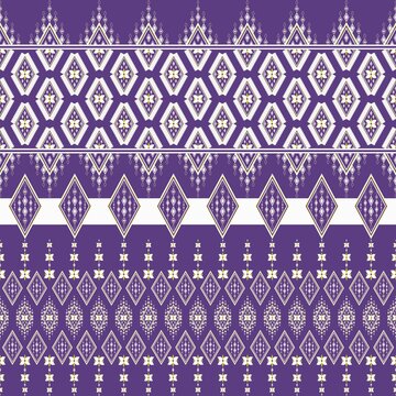 Fototapeta  Ethnic geometric floral oriental traditional with elements seamless pattern porple background . Designed for background, wallpaper, clothing, wrapping, fabric, Batik, rug, decorating, embroidery styl