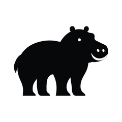 a silhouette of a hippo in white background