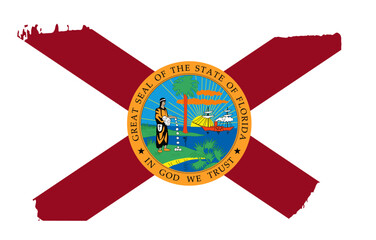 Florida state flag with palette knife paint brush strokes grunge texture design. Grunge United States brush stroke effect