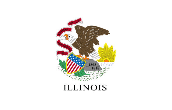 Illinois state flag with palette knife paint brush strokes grunge texture design. Grunge United States brush stroke effect