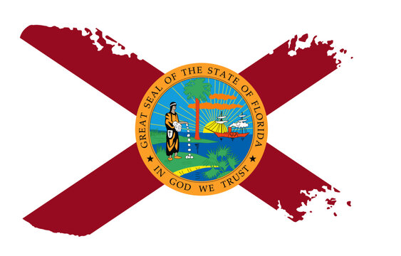 Florida state flag with palette knife paint brush strokes grunge texture design. Grunge United States brush stroke effect